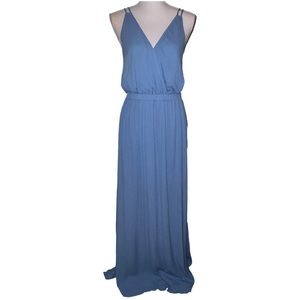 Lulus steel blue open back maxi dress